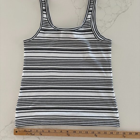 New Condition Small Theory Dark Navy White Striped Bram Tank - Picture 3 of 7